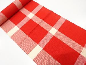 アンティーク　格子模様織り出し　八寸帯地反物